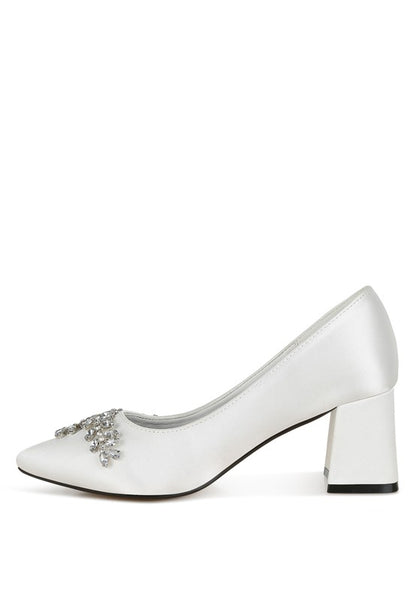 Abatina Satin Diamante Embellished Pumps