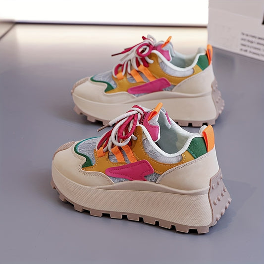 Colorful Platform Traction Support Sneakers