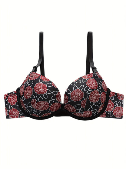 3pcs Floral Underwire Push-Up Bras