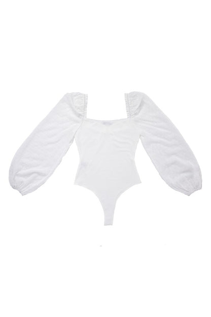 Shirring long sleeve bodysuit