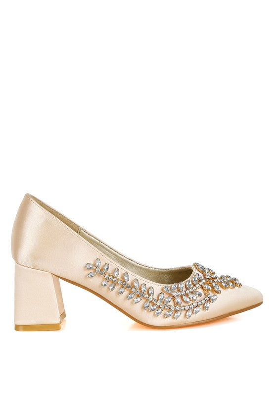 Abatina Satin Diamante Embellished Pumps