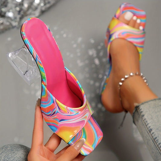Colorblock Slip On, Square Toe Slides