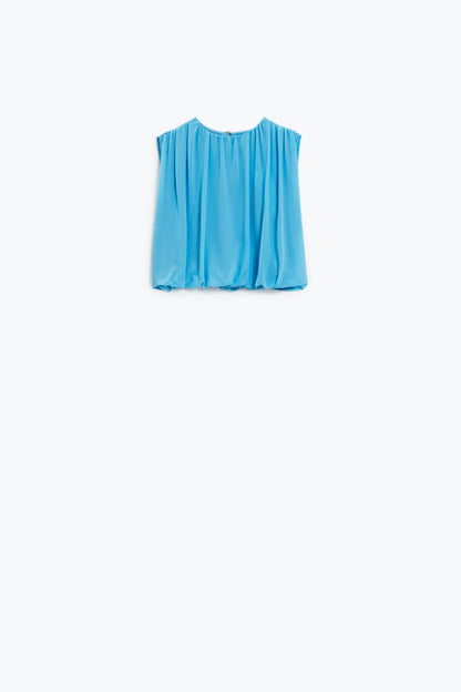 Blue Top With Ruche Design