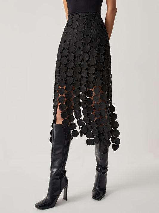 Black Semi-Sheer Cut-Out Skirt