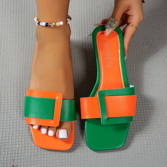 Two tone Flat Mules