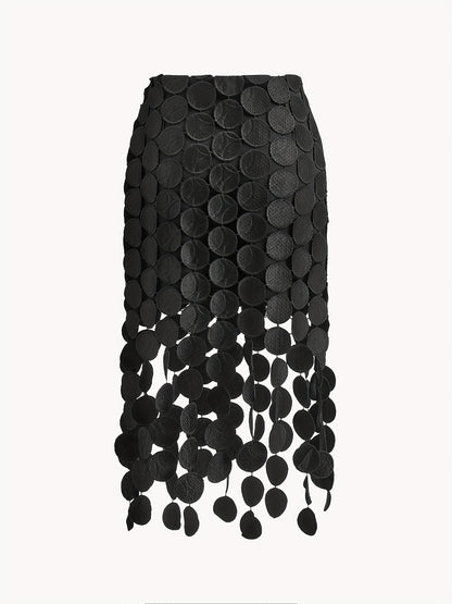 Black Semi-Sheer Cut-Out Skirt