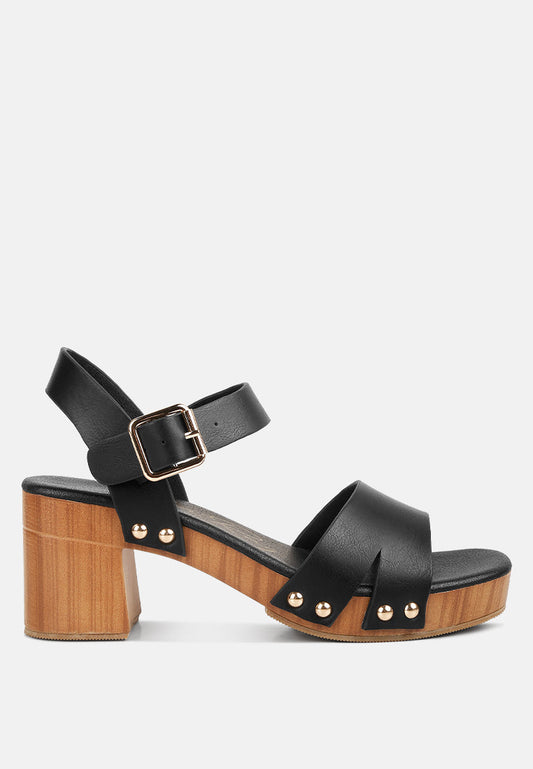campbell faux leather textured block heel sandals-0