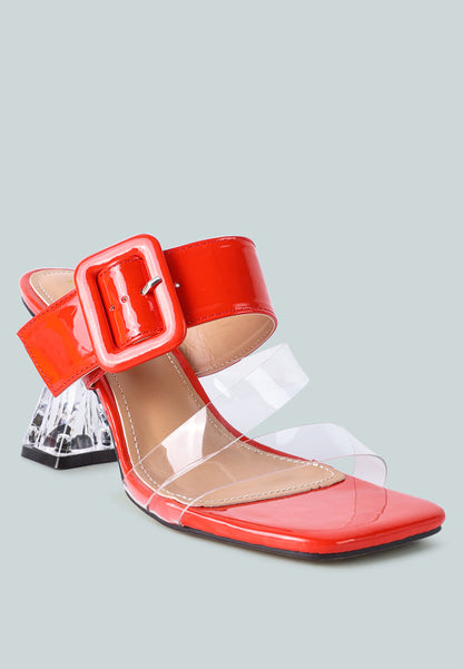 city girl buckle detail clear spool heel sandals-6