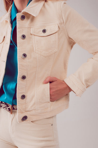 Cord jacket in beige