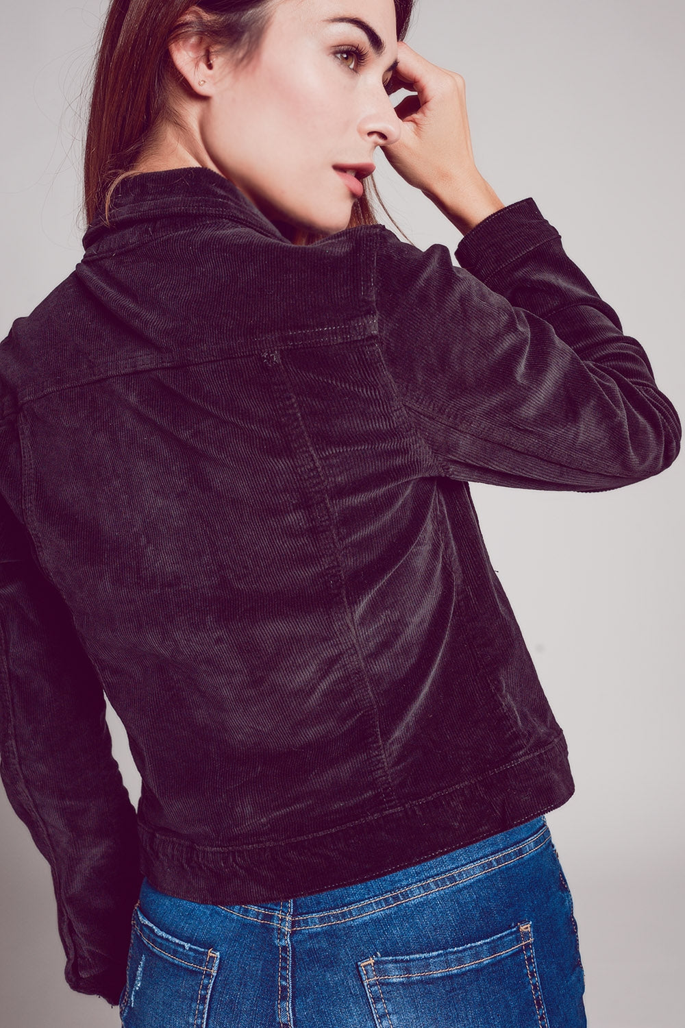 Cord jacket in black