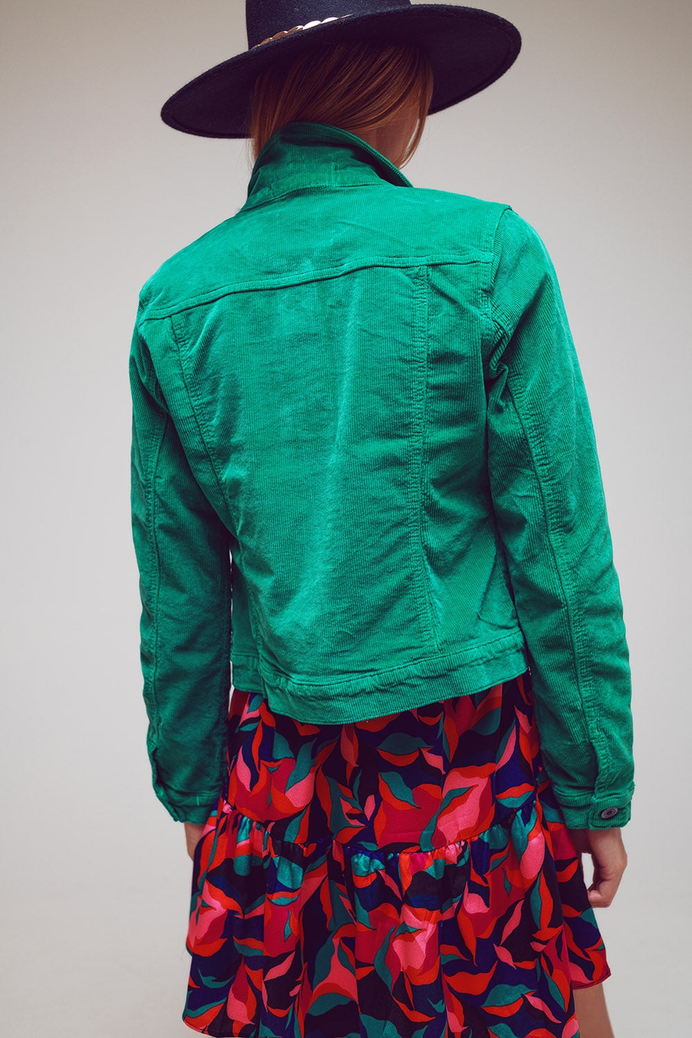 Cord jacket in green