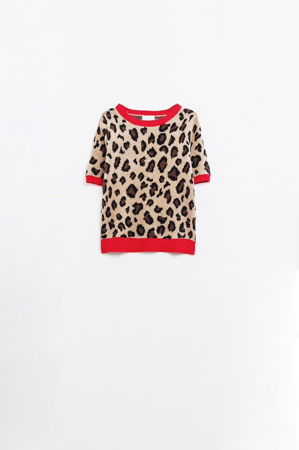 cozy panther print sweater shirt with red edges