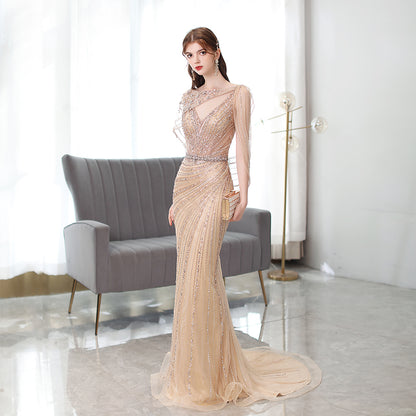 Golden Fishtail Evening Dress