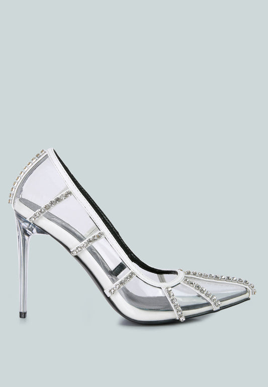 diamante clear stiletto heel pumps-0
