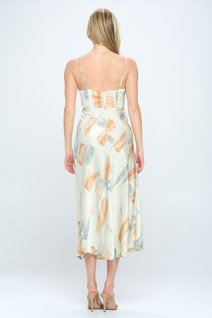 Paint Stroke Midi Slip Dress