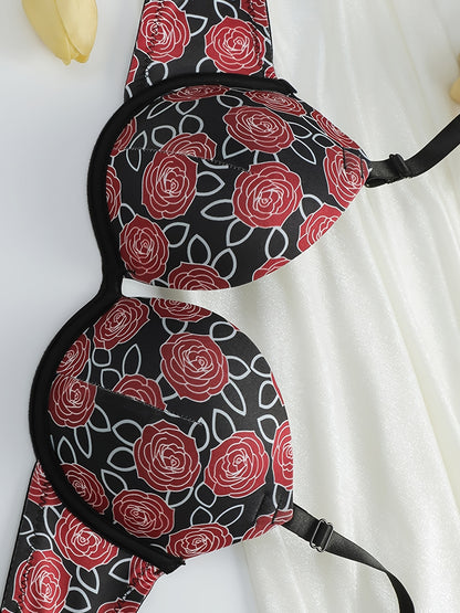 3pcs Floral Underwire Push-Up Bras
