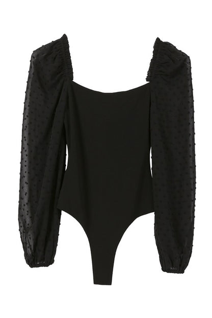 Shirring long sleeve bodysuit