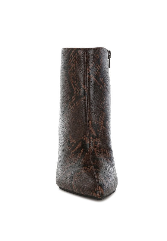 Thymus Snake Print Kitten Heel Boots