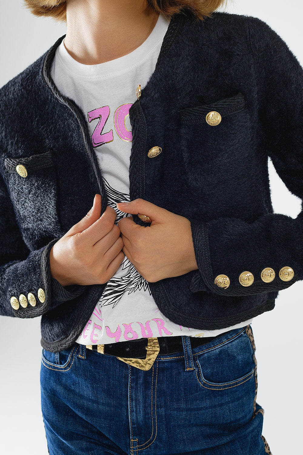 XSoft fluffy high-quality cardigan in black