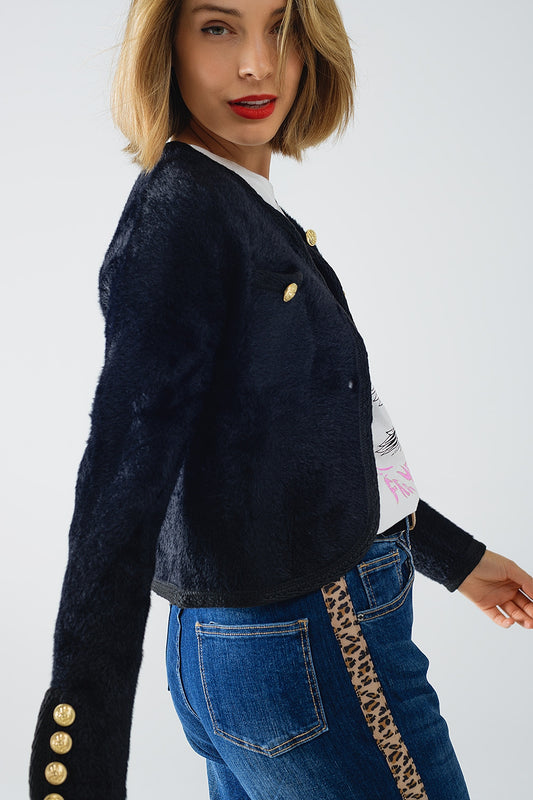 XSoft fluffy high-quality cardigan in black