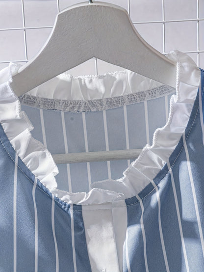 Pearl Buttons Blue & White Striped Vest