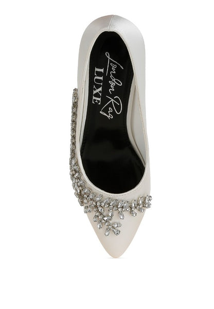 Abatina Satin Diamante Embellished Pumps