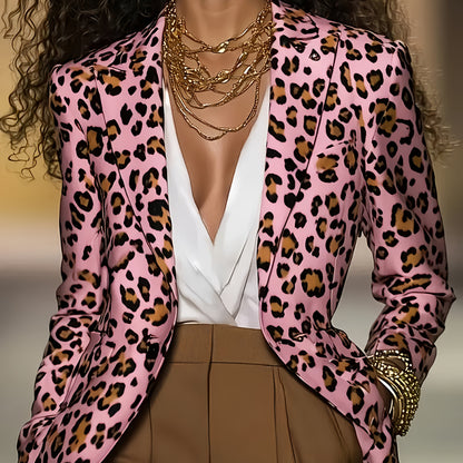 Pink Leopard Print Blazer