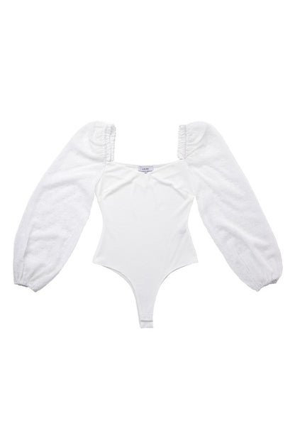 Shirring long sleeve bodysuit