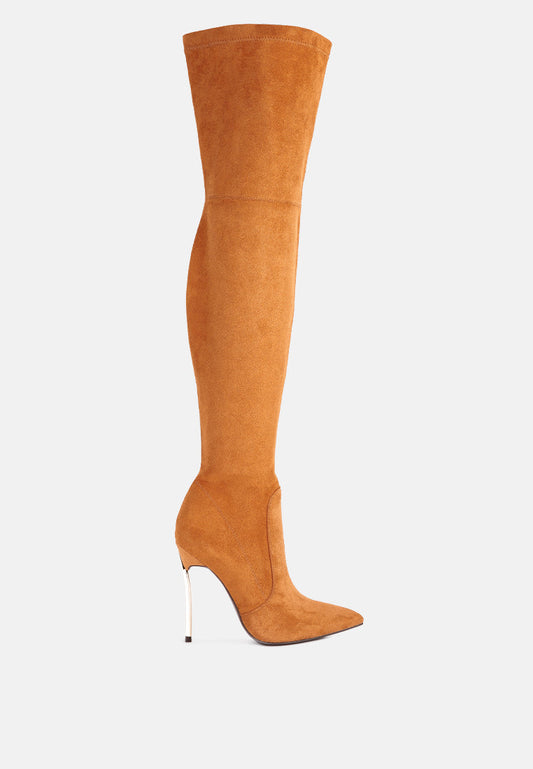jaynetts stretch suede micro high knee boots-0