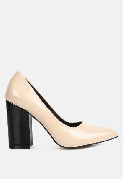 Kamira Patent Block Heeled Pumps-6