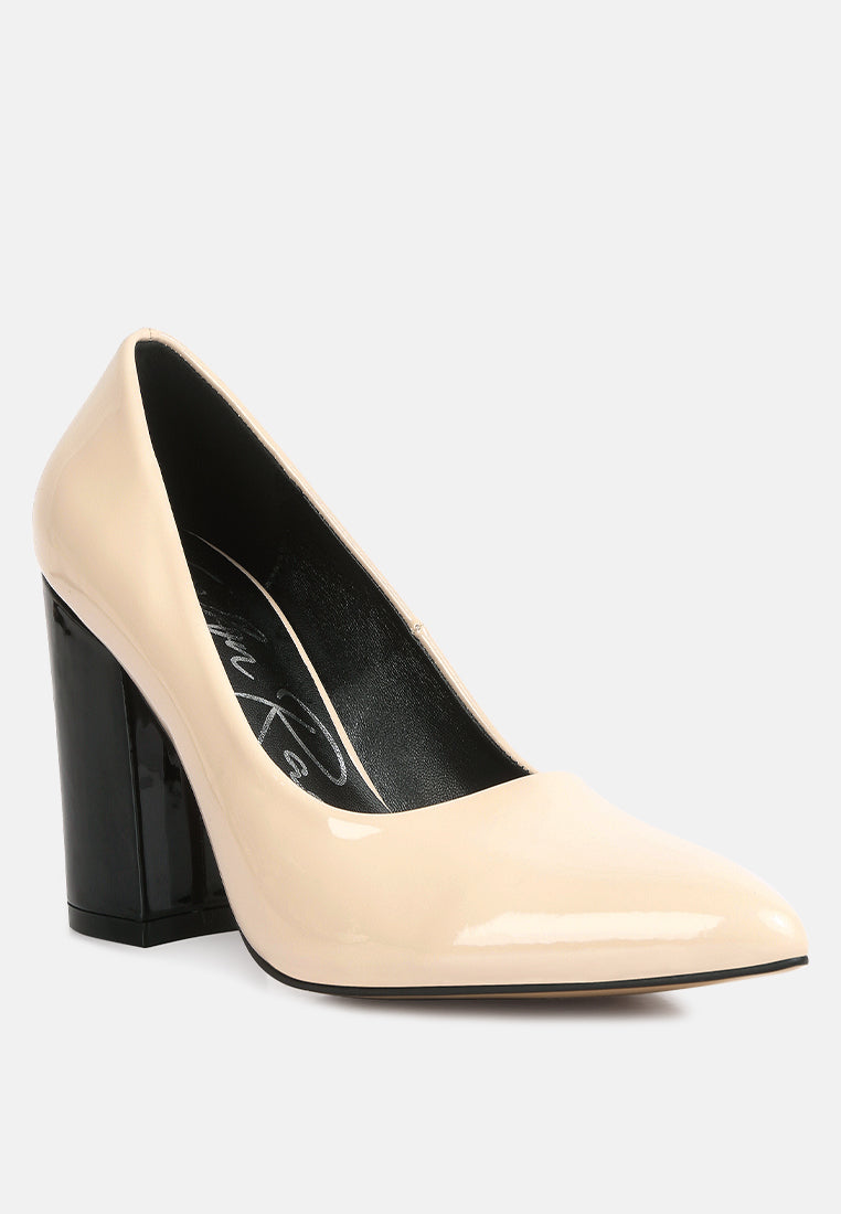 Kamira Patent Block Heeled Pumps-8