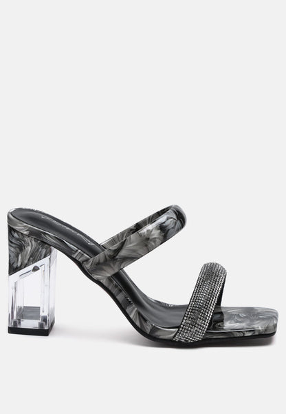 krypton marble print clear block heel sandals-5