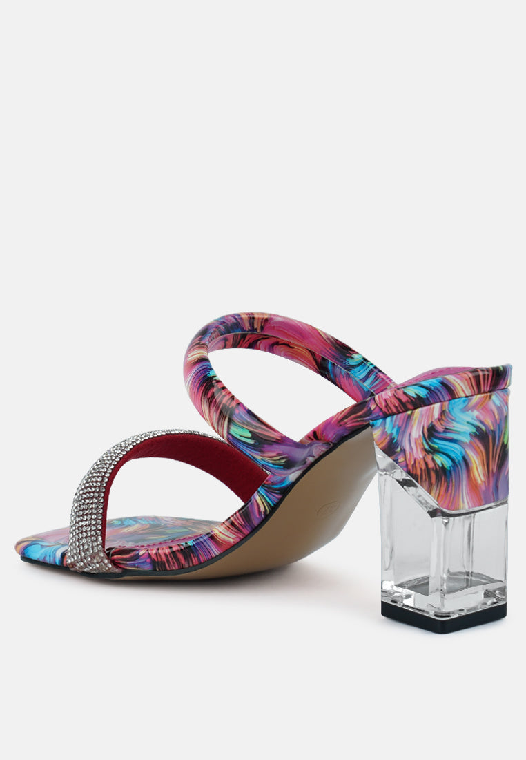 krypton marble print clear block heel sandals-2