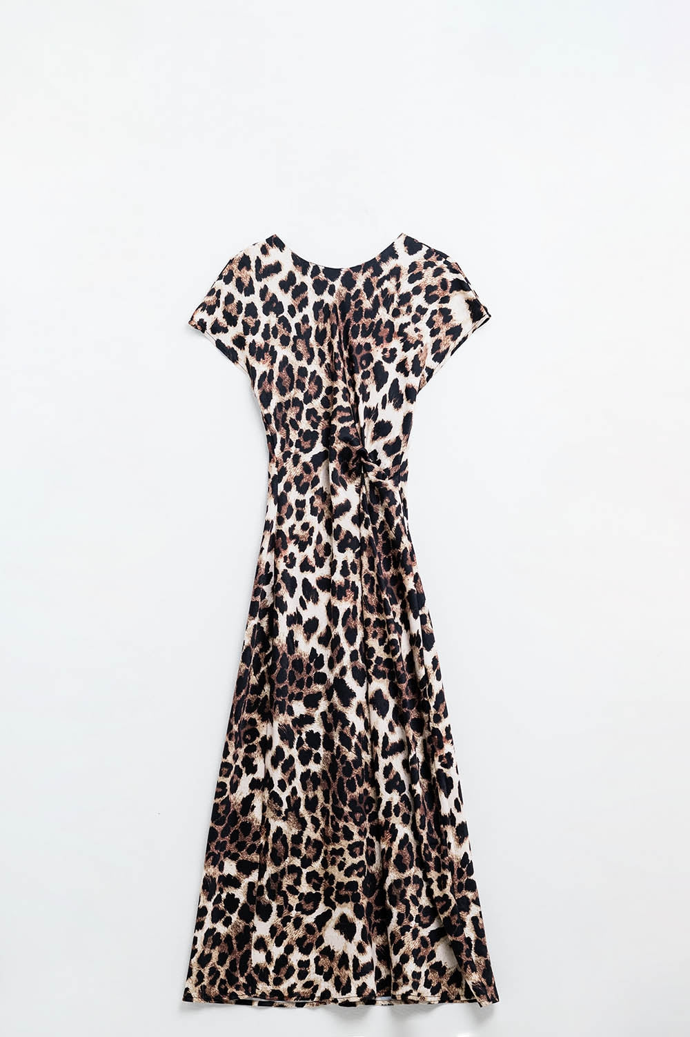 Leopard print maxi dress with knotted detail at the waist