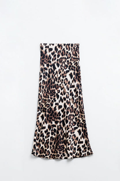 Leopard print mid-rise Flared midi skirt