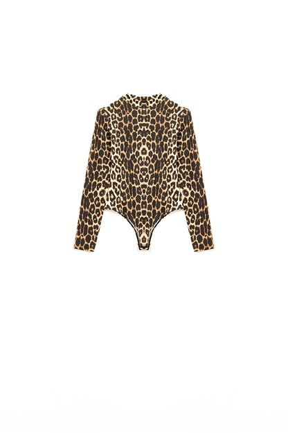 Leopard print Spandex body with long sleeve