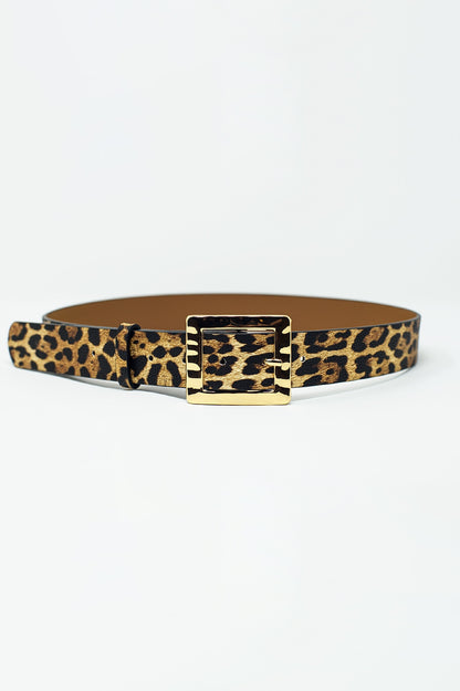 Q2 Medium width leopard belt with gold buckle