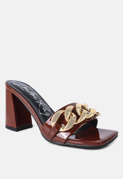 playdoll block heel sandal with metal chain detail-6