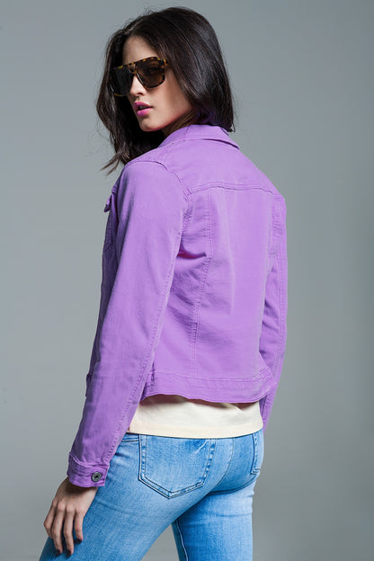 Slim denim trucker jacket in Lilac