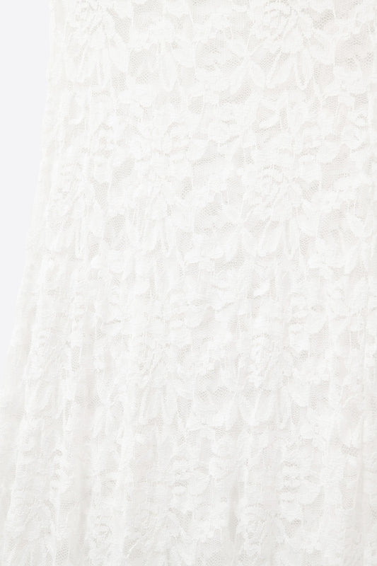 White Lace maxi Skirt With Floral design