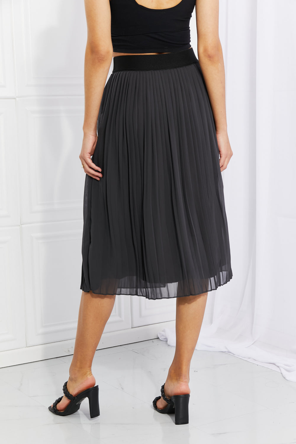 Zenana Full Size Romantic At Heart Pleated Chiffon Midi Skirt Posh Styles Apparel