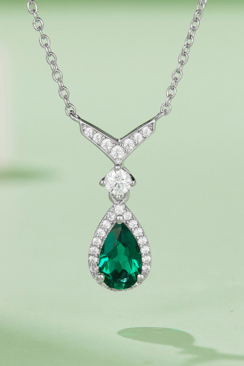 Lab-Grown Emerald Teardrop Necklace Posh Styles Apparel