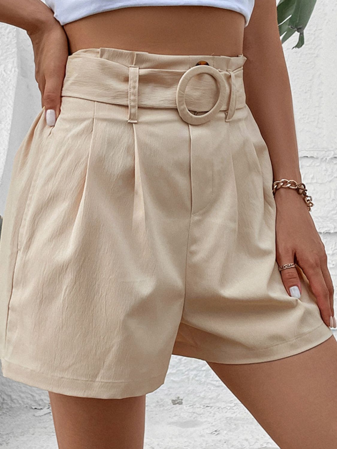 Belted Shorts with Pockets Posh Styles Apparel