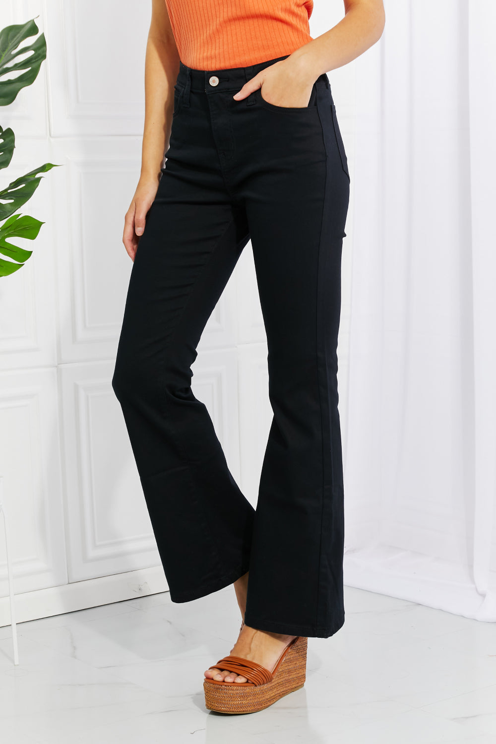 Zenana Clementine Full Size High-Rise Bootcut Jeans in Black Posh Styles Apparel