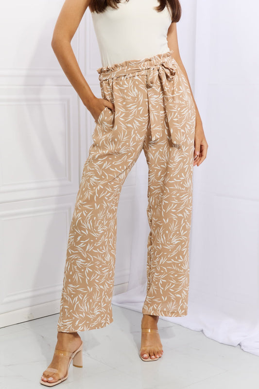 Heimish Right Angle Full Size Geometric Printed Pants in Tan Posh Styles Apparel