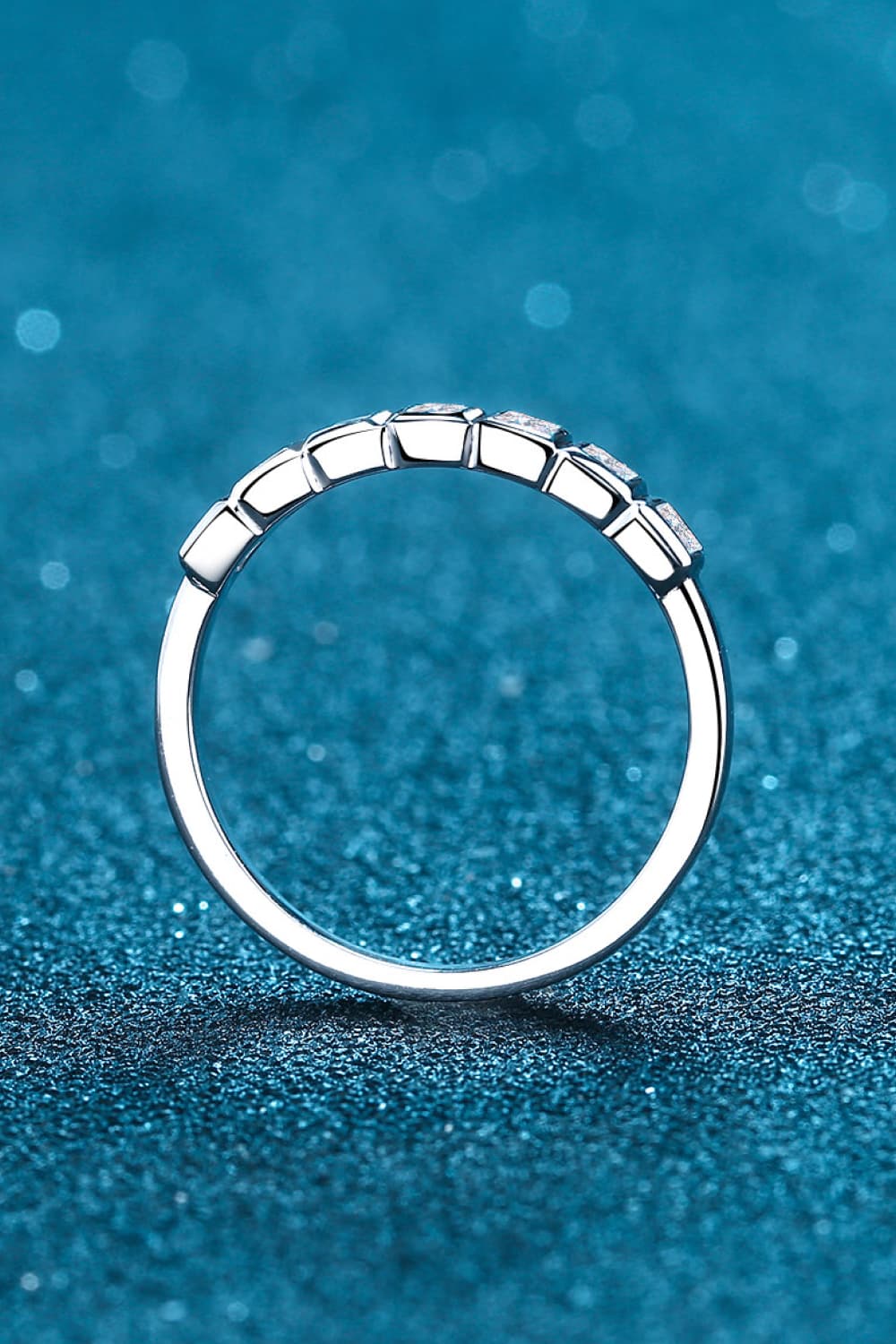 Moissanite Rhodium-Plated Half-Eternity Ring Posh Styles Apparel