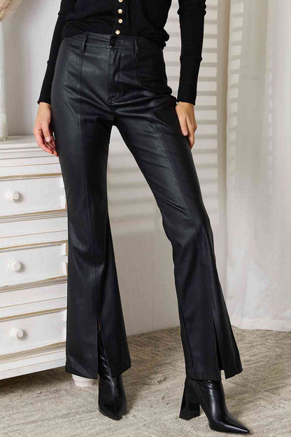 Trendsi-Kancan Slit Flare Leg Pants-Casual Pants