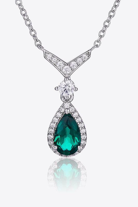 Lab-Grown Emerald Teardrop Necklace Posh Styles Apparel