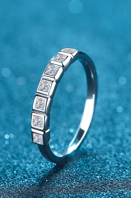 Moissanite Rhodium-Plated Half-Eternity Ring Posh Styles Apparel