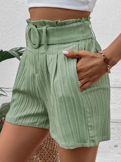 Belted Shorts with Pockets Posh Styles Apparel